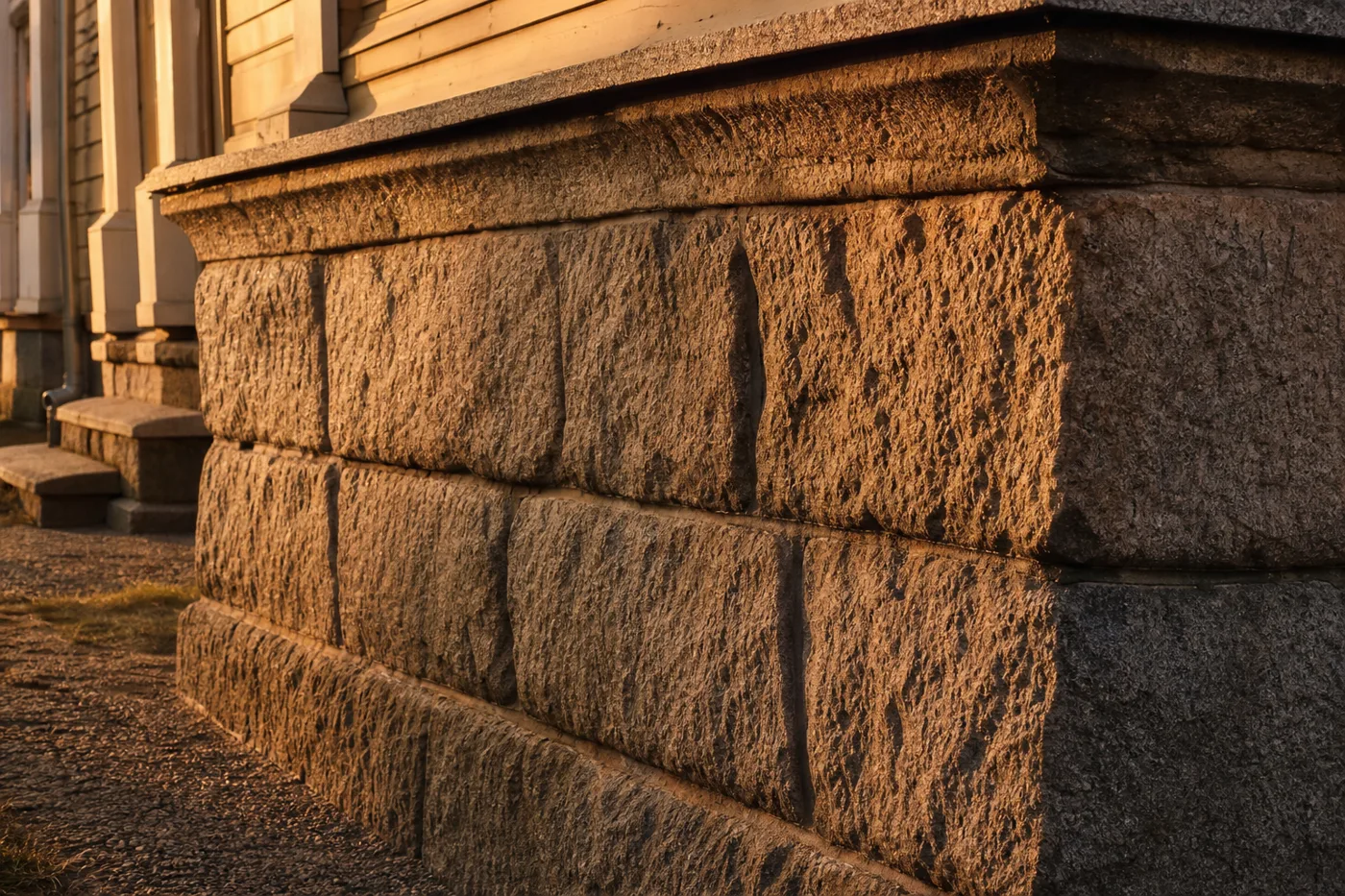 A footing laid from natural stone